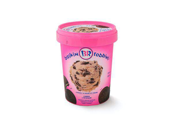 Баскин Роббинс, мороженое - Кварта Сливки с печеньем