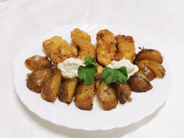 Три правила - Рыбные палочки с картофельными дольками