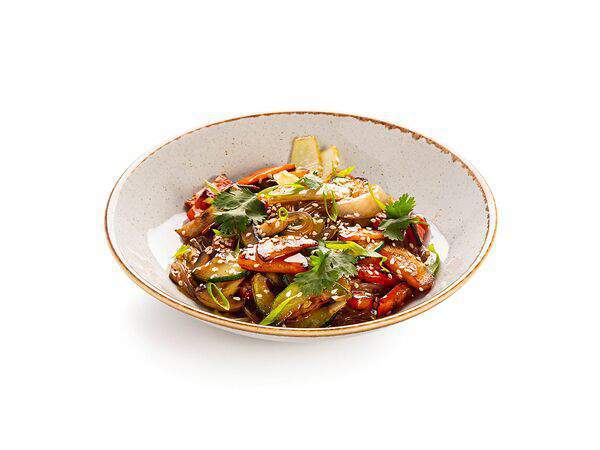 Кафе Королевский пекарь - Бататная лапша с овощами в кислосладком соусе