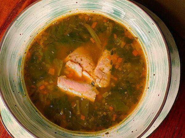 L'angolo Italiano - Суп с фасолью, шпинатом и телятиной