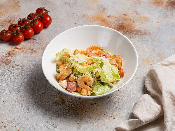 Трэвелерс кофе - Салат Цезарь с креветками