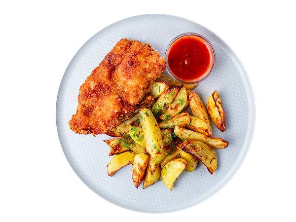 Мандарин - Шницель из индейки с картофелем запеченным