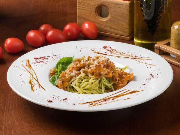 Лимончини - Спагетти с цыпленком и соусом песто