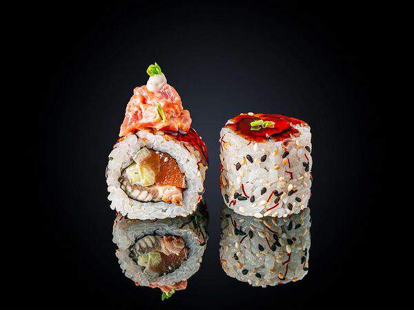 Fishka - Ролл с угрем, лососем и тартаром из тунца авторский