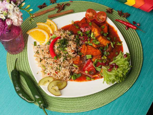 Кафе Кашмир - Чили панир с рисом