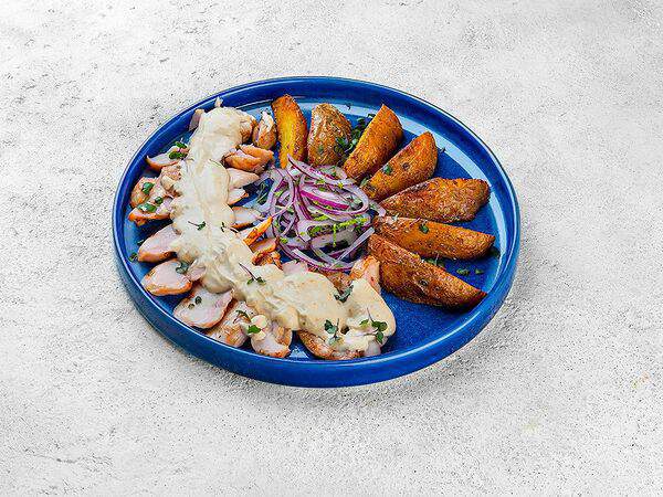 Эпикур Bar & Kitchen - Стейк из куриного бедра с картофелем Айдахо и соусом демиглас