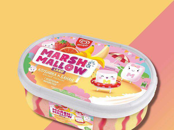 Инмарко - Мороженое Marsh&Mallow Land клубника, банан, красный апельсин