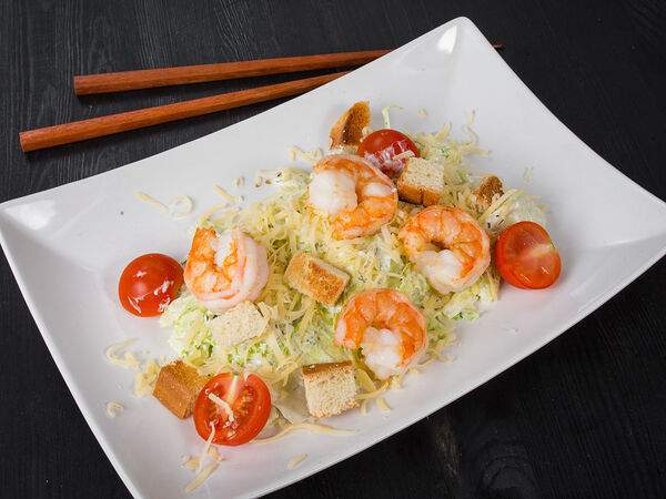 Аквасуши - Салат Цезарь с тигровыми креветками