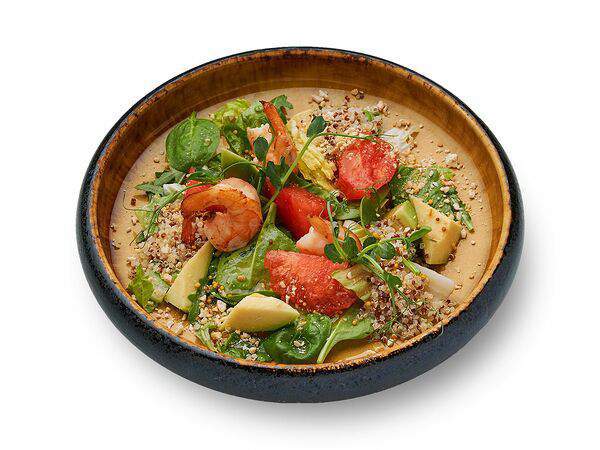 Portofino - Креветки, авокадо, спелые томаты и киноа под горчично-медовым соусом