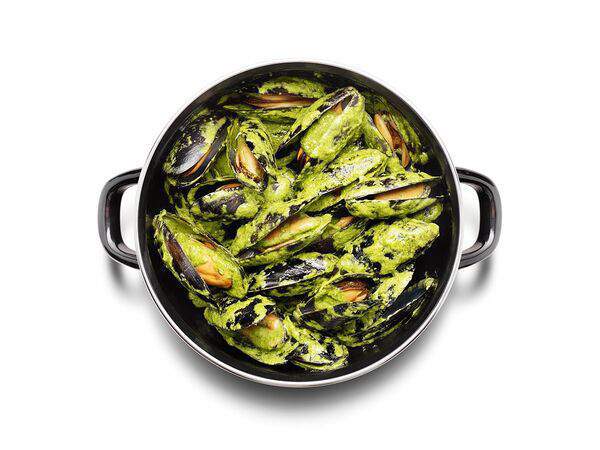 Денвер бургерная - Мидии в соусе песто