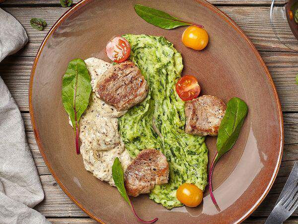 Liman - Медальоны из свинины с картофельным пюре и шпинатом