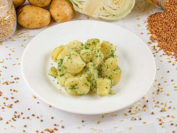 Компот - Картофель отварной с маслом и зеленью