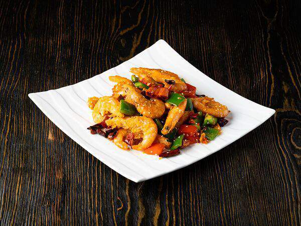 Кунгфу - Креветки, жаренные с острым красным перцем Чили