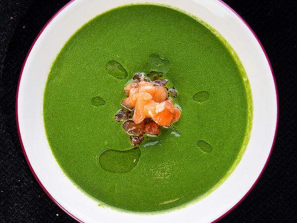 Стейк давай - Крем-суп из шпината и авокадо