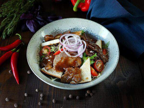 Пататапа - Теплый салат с говяжьей вырезкой