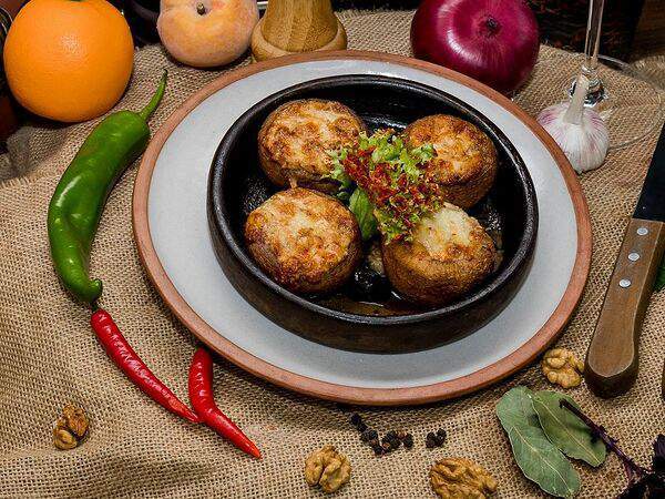 На дровах - Фаршированные шампиньоны