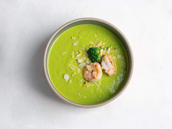 Здрасте кафе - Крем-суп с брокколи и креветками