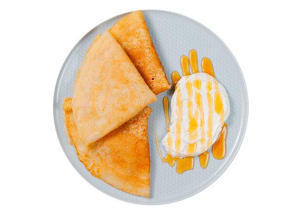 Мандарин - Домашние блинчики с творожным сыром и карамелью