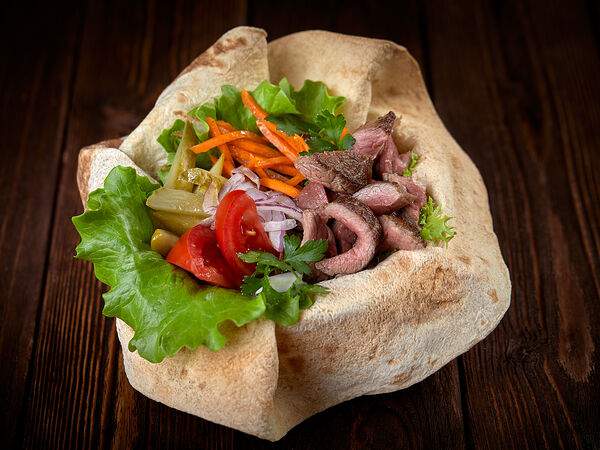 Папа жарит мясо - Открытая шаурма с говядиной