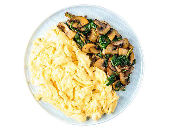 Мандарин - Скрэмбл со шпинатом и шампиньонами
