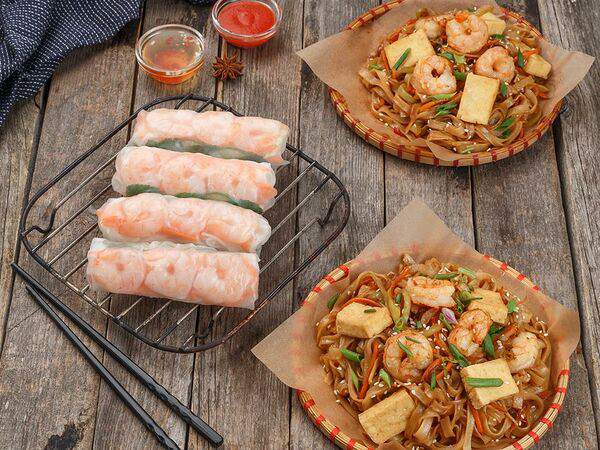 Дед Хо - Набор №11: вок с креветками (2 шт.), фреш-ролл с креветками (4 шт.)