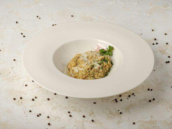 Гранат - Орзо-ризотто с белыми грибами и крошкой пармезана