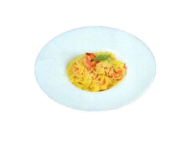 Мельница - Паста карбонара с тигровыми креветками