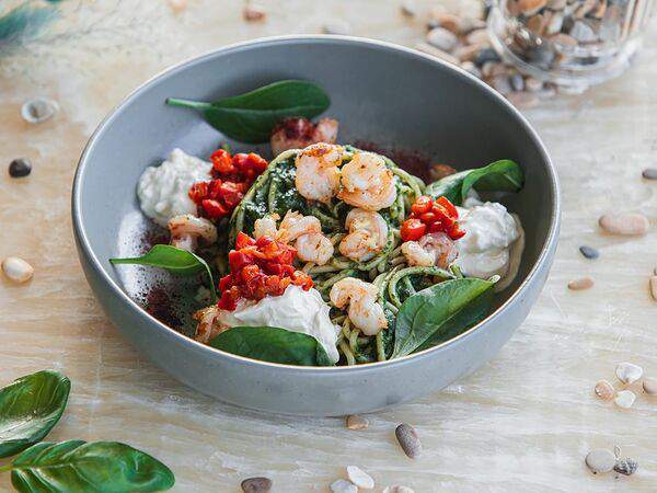 Прованс - Паста с тигровыми креветками и Страчателлой