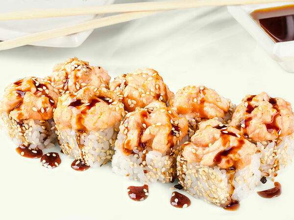 Роял пицца - С лососем. Запеченный ролл