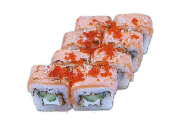 Угли - Урамаки-ролл с опаленным лососем