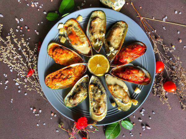 Рыбаs - Сет запеченных Мидий Киви