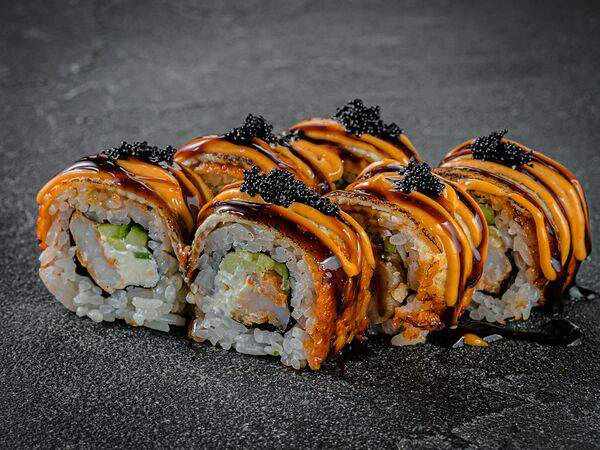 Jimoto - Ролл с угрем и хрустящей креветкой малая порция