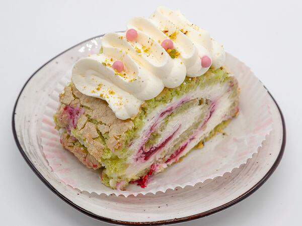 Тепло - Рулет меренговый фисташка-малина