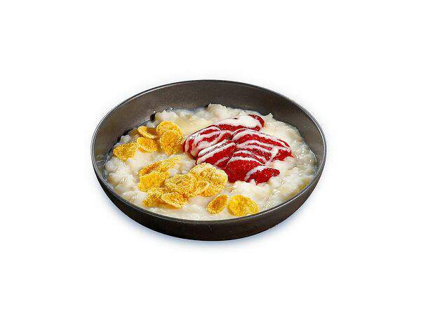 Русские блины - Каша с клубникой и сгущённым молоком