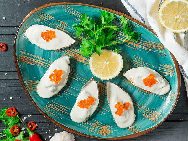 Миндаль - Мидии в сливочном соусе