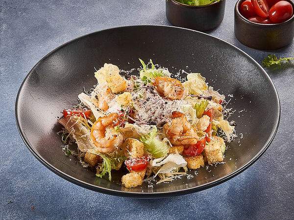 Кацо - Салат Цезарь с креветками