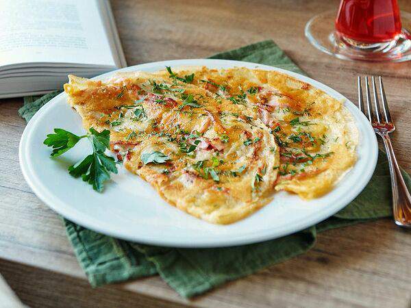 Чашка - Блины с припеком ветчина и сыр