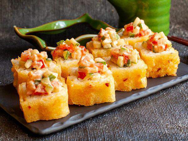 Большие Тарелки - Оливье с темпурой