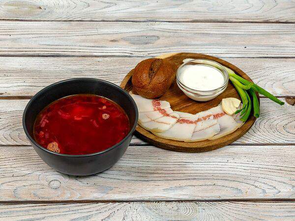 FullHouse Food - Борщ с салом и булочкой