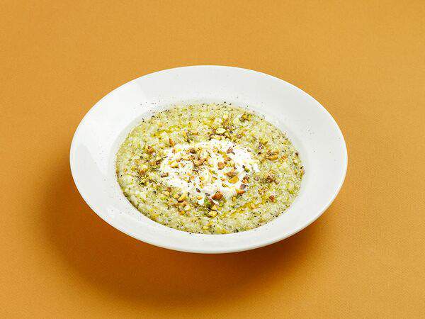 Лось Бистро - Ризотто с фисташковым песто и страчателлой