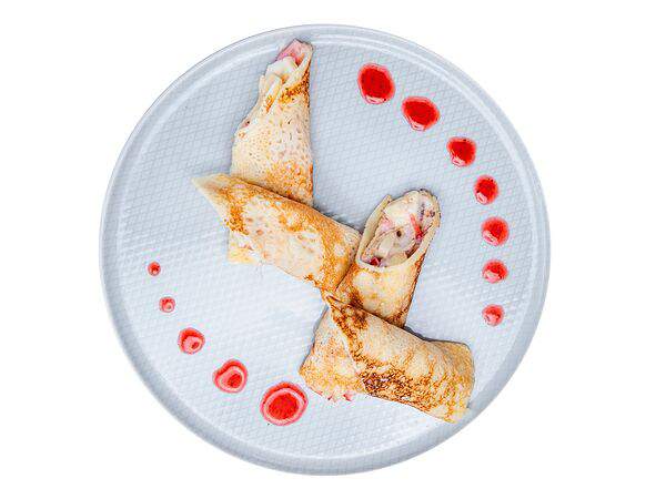 Мандарин - Блинчики с клубникой, бананом, киви и заварным кремом