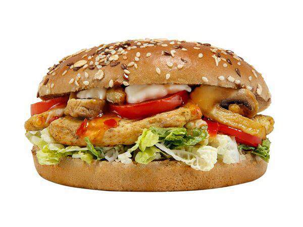 Chicken Pizza & Sushi - Бургер Том ям с курицей