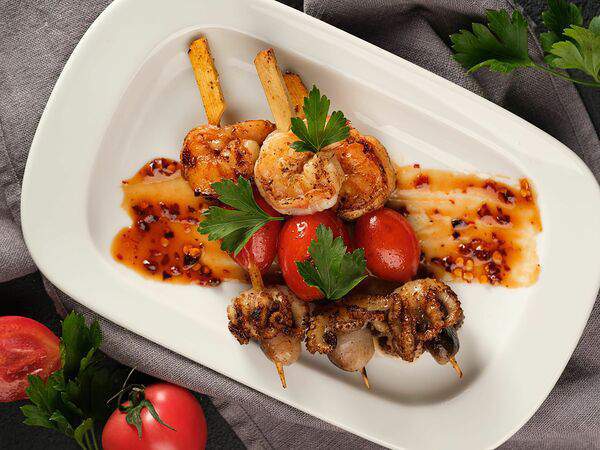 Stars - Шашлычки из морепродуктов с томатами черри