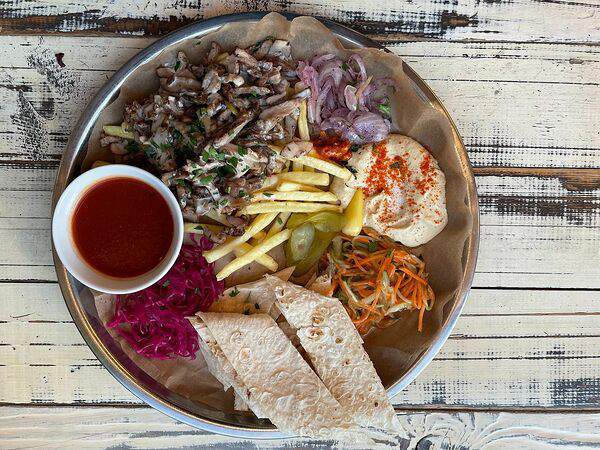 Бабагануш - Шварма на тарелке New