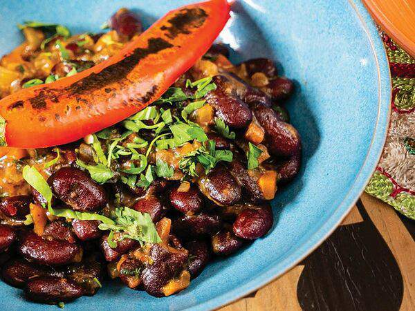 Чайхана Баклажан - Фасоль, тушеная с овощами