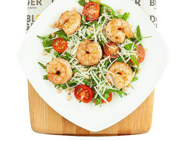 Double Burger - Салат с руколой и королевскими креветками