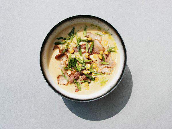 Гнездо - Суп чаудер с беконом и зеленым луком