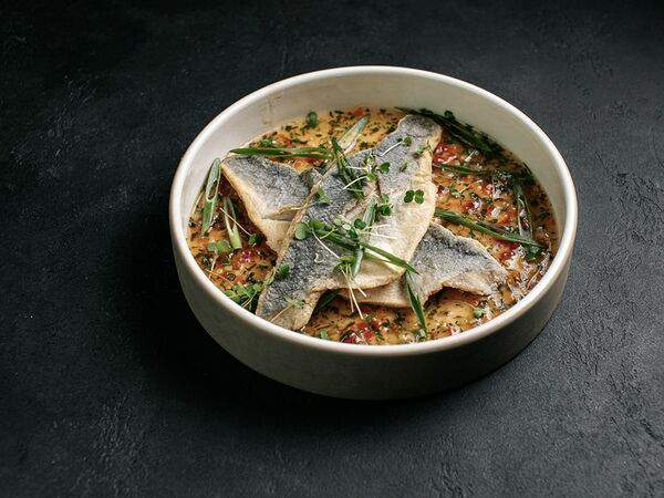 Цукини - Сибас в соусе Капоната по-сицилийски