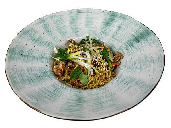 Сытый ниндзя - Лапша яичная со свининой в соусе вок