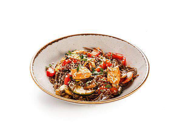 Кафе Королевский пекарь - Соба со свининой в кунжутно-устричном соусе